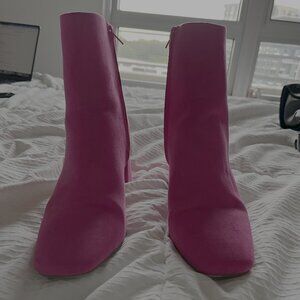 Jorya Pink Ankle Boots – Square Toe, Side Zipper – Like New – Worn Once
